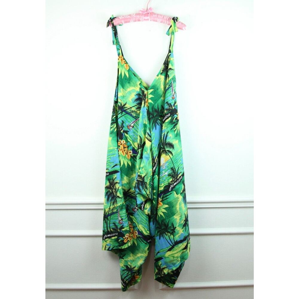 Tropical Free Size Beach Cover Overalls Resort Drop Crotch Slouchy Boho Festival